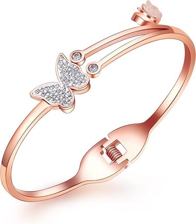 Amazon.com: RIMAYZI Rose Gold Cuff Bracelets for women, Bracelet Bangle Birthday Gift for Women Mom Wife Sister Girlfriend Friendship (Butterfly): Clothing, Shoes & Jewelry