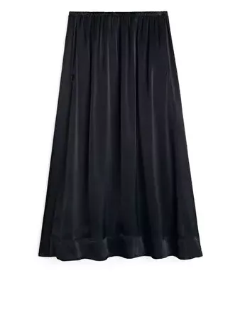 Washed Satin Skirt - Dark Blue - Skirts - ARKET GB