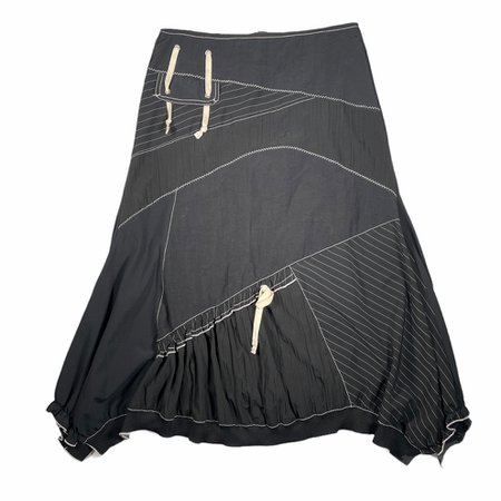 black and white mixed fabric fairy grunge long skirt