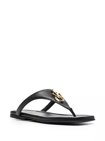 JW Anderson logo-plaque Thong Leather Sandals - Farfetch