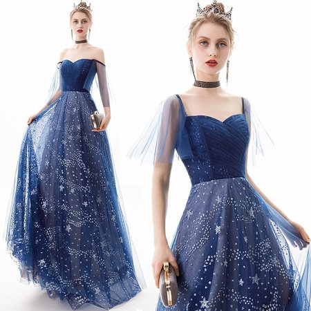 Evening Dress 2019 New Queen Long Section Dress Banquet Party Starry Sky Evening Wear | Wish