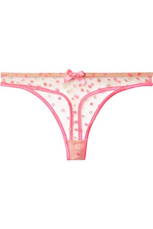 Agent Provocateur | Brie satin-trimmed embroidered tulle thong | NET-A-PORTER.COM