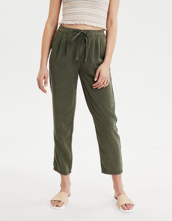 AE High-Waisted Tapered Pant, Olive | American Eagle Outfitters