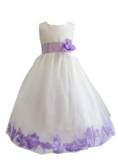 Flower Girl Dress Rose Petal Ivory, Lilac - Easter, Wedding, Communion