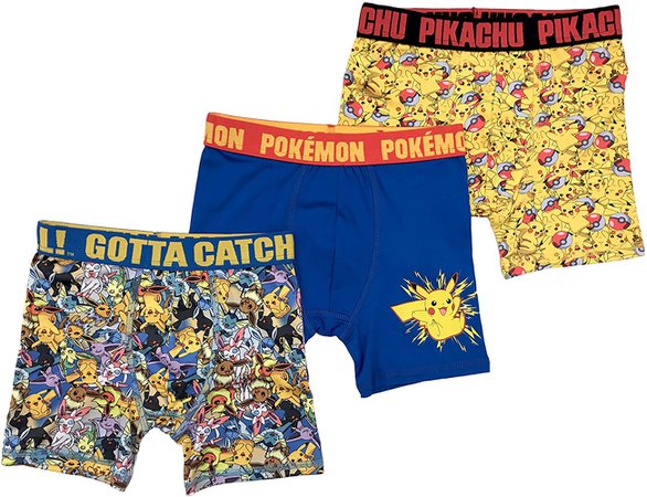 Amazon.com: Pokemon Boys' Big 3-Pack Athletic Boxer Brief Underwear, Multi, 10: Clothing
