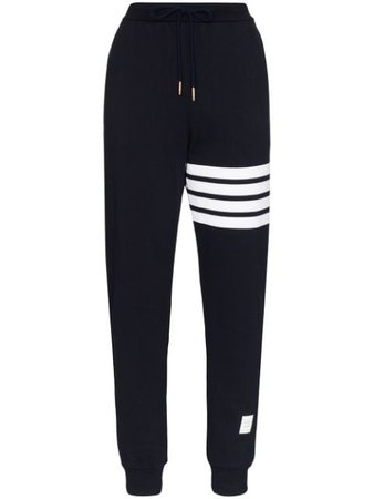 Shop blue & white Thom Browne 4-bar classic cotton sweatpants with Express Delivery - Farfetch