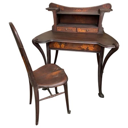 Louis Majorelle Art Nouveau Writing Desk with Rare Matching Chair For Sale at 1stDibs