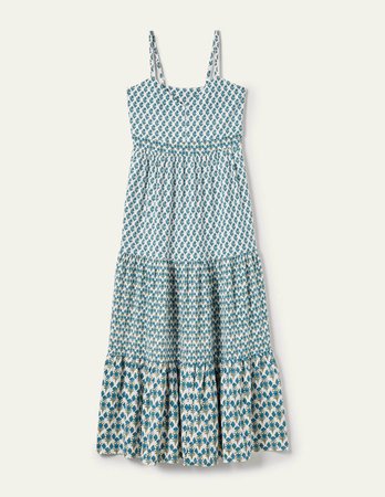 Strappy Jersey Maxi Dress - Chesapeake, Woodblock Bloom | Boden US