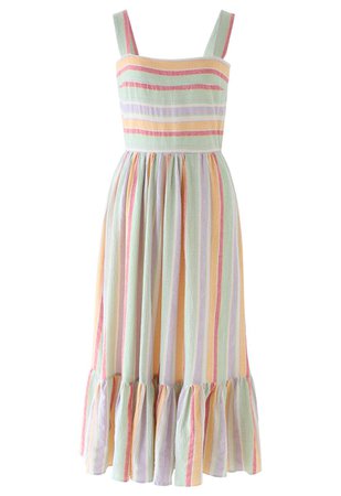 Summer Vibe Block Stripes Bowknot Cami Dress - Retro, Indie and Unique Fashion