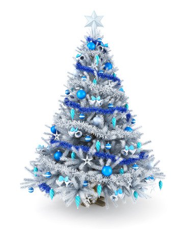 Silver And Blue Christmas Tree Stock Photo, Picture And Royalty Free Image. Image 34064877.