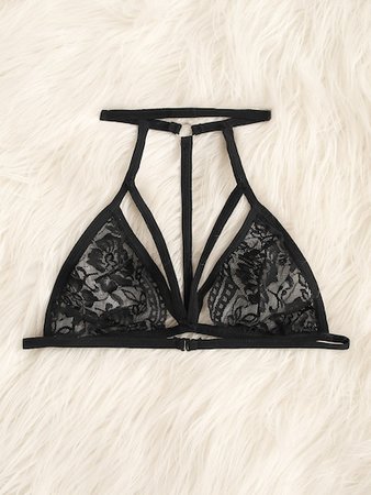 Harness Floral Lace Bralette With Choker | ROMWE