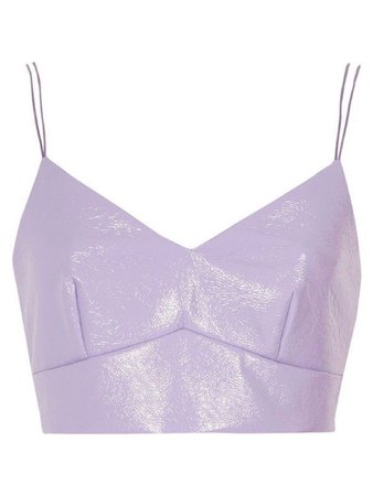 Sleeveless lilac leather crop top
