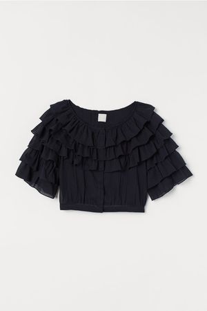 Ruffled Blouse - Black - Ladies | H&M US