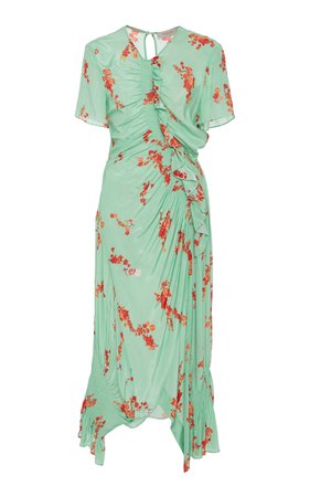 Serelida Shirred Floral-Print Midi Dress by Preen Line | Moda Operandi