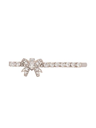 Shop silver Miu Miu crystal embellished hair clip with Express Delivery - Farfetch