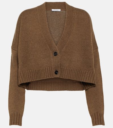Sabbia Cropped Wool And Cashmere Cardigan in Brown - Max Mara | Mytheresa