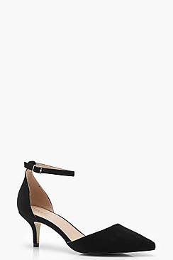 Emma Suedette Kitten Heel With Ankle Bands