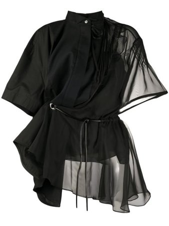 Sacai Asymmetric Chiffon Shirt 2005029 Black | Farfetch