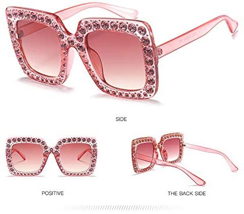Amazon.com: Dollger elton john oversized sunglasses for women crystal Diamond Rhinestone bling Thick Frame square glasses Pink: Clothing