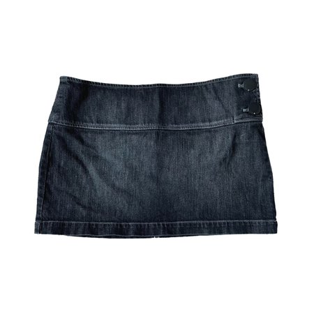 dkny button closure charcoal black denim mini skirt