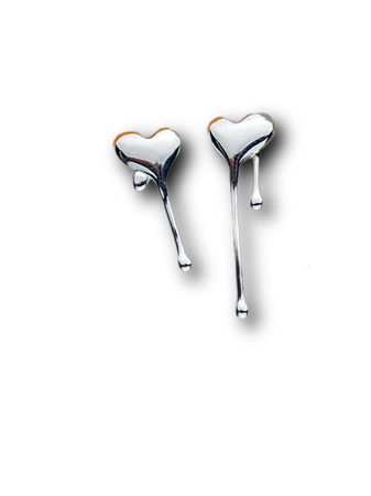 silver drip heart earrings jewelry Etsy