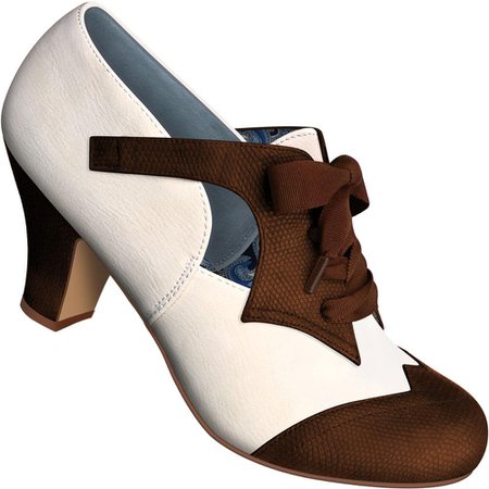 Aris Allen Women's Two-Tone Brown and Ivory Oxford Dance Shoes with Ri