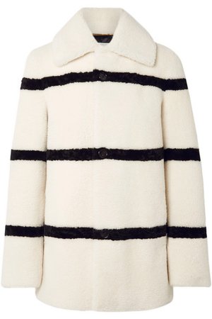 SAINT LAURENT | Manteau en peau lainée à rayures | NET-A-PORTER.COM