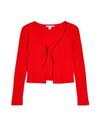 Topshop Red Tie Front Cardigan - Cardigan - Women Topshop Cardigans online on YOOX United States - 14026134HX