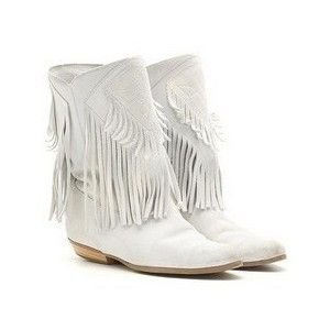 white boots with fringe | VINTAGE COLLECTION - White Suede Fringe Boots at chickdowntown.com | Suede fringe boots, Fringe boots, Boots