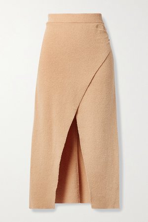 Peach Ainsley wrap-effect cotton-blend terry midi skirt | Nanushka | NET-A-PORTER