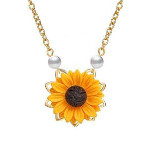 Imitation Pearl Sun Flower Necklace Pendant For Women Jewelry Accessor – intothea