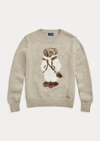Shearling Polo Bear Wool-Blend Sweater