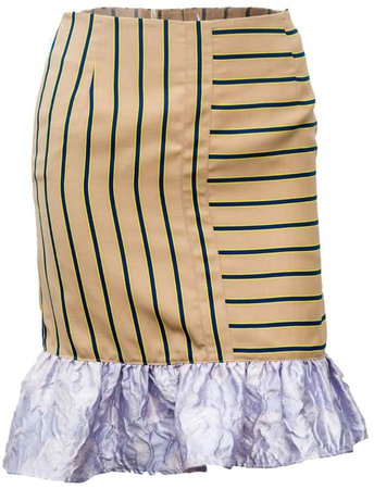 Vivienne Hu Pinstripe Bubble Skirt With Ruffle Detail