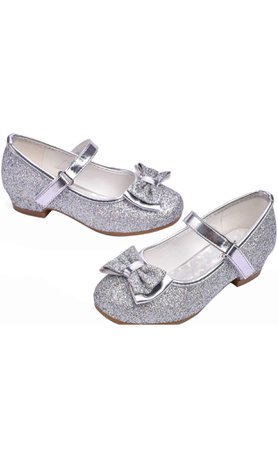 silver little girls shoes