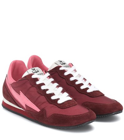Bustee leather-trimmed sneakers