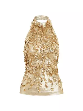 Shop Ralph Lauren Collection Annike Metallic Sequin Top | Saks Fifth Avenue