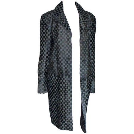 Rare Gucci by Tom Ford 1997 Black GG Monogram Logo Fur Coat For Sale at 1stdibs