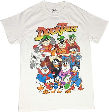Amazon.com: Ducktales Disney Cast Group Shot Distressed Graphic Tee Men's T Shirt (Medium) White: Clothing