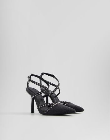 Studded denim high-heel shoes - Shoes - Women | Bershka