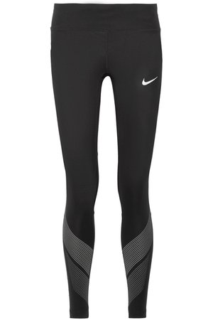 Black Power Flash printed mesh-paneled Dri-FIT stretch leggings | Nike | NET-A-PORTER