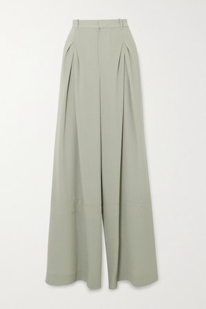 Green Valens pleated wool-crepe pants | Roland Mouret | NET-A-PORTER