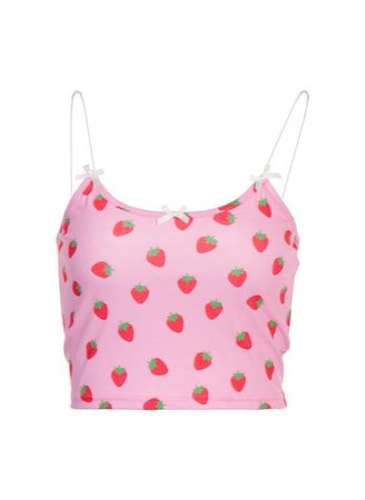 Pink Strawberry Cropped Tank Top