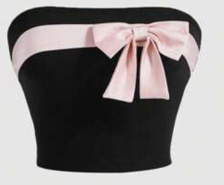 Pink And black Top w bow