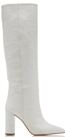 Paris Texas Croc-Embroidered Leather Knee Boots