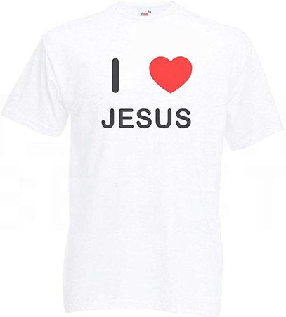 BadgeBeast.co.uk I Love Jesus - Large White T Shirt: Amazon.co.uk: Clothing