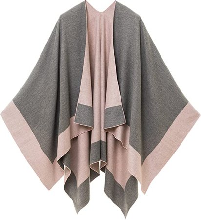 MELIFLUOS DESIGNED IN SPAIN Women's Shawl Wrap Poncho Ruana Cape Cardigan Sweater Open Front for Fall Winter (PC01-15) at Amazon Women’s Clothing store