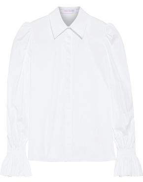 Gathered Cotton-blend Poplin Shirt