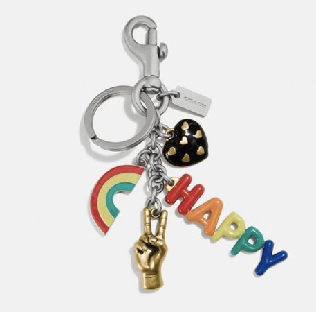 coach peace and happiness keychain