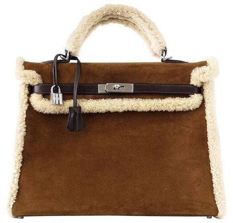 Hermès Kelly 35 Limited Edition Teddy Shearling Brown Bag PHW | Baghunter