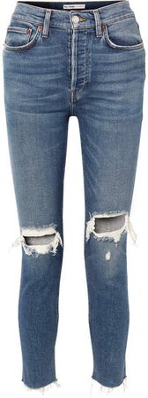 Originals High-rise Ankle Crop Distressed Skinny Jeans - Mid denim